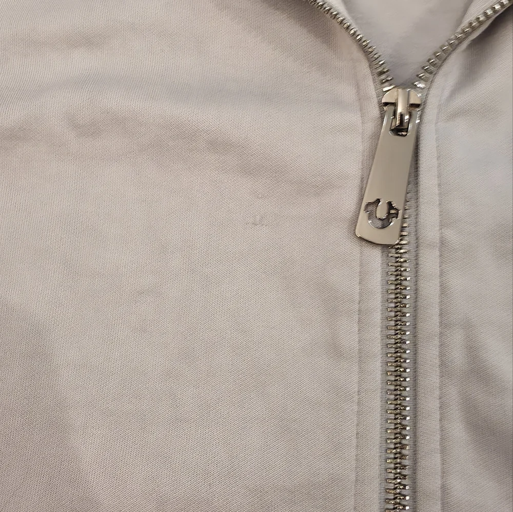 True Religion Light Grey and Navy Full Zip-Up Men Track Jacket Athlesuire